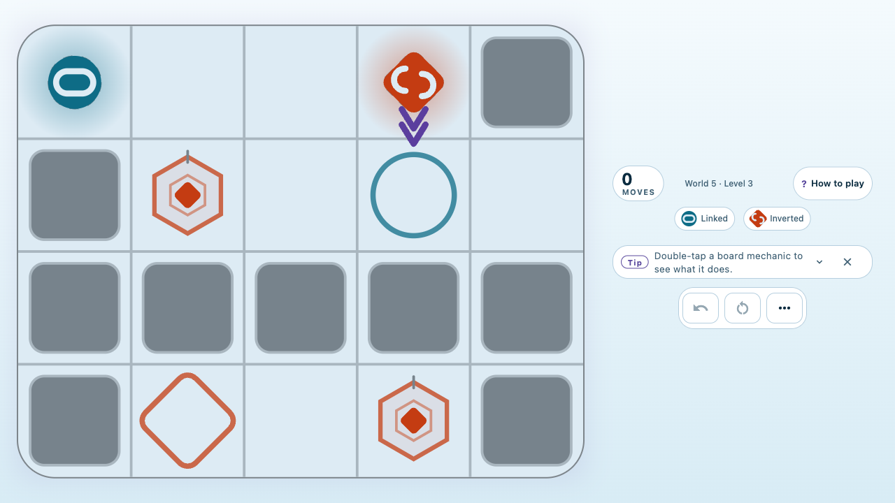 An upward swipe on the game board sends the same command to the circle Spark and diamond Spark